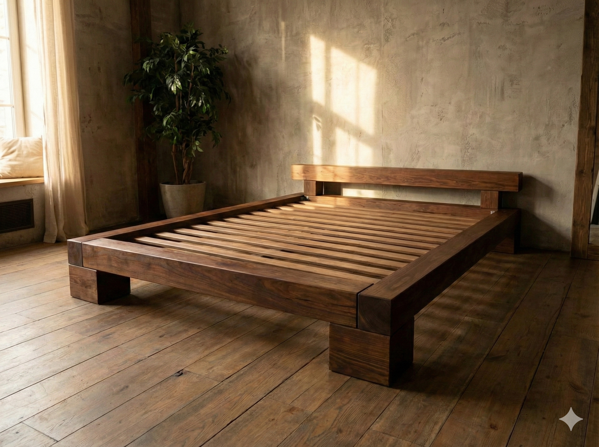 Łóżko dębowe Model Natura - aranżacja sypialni